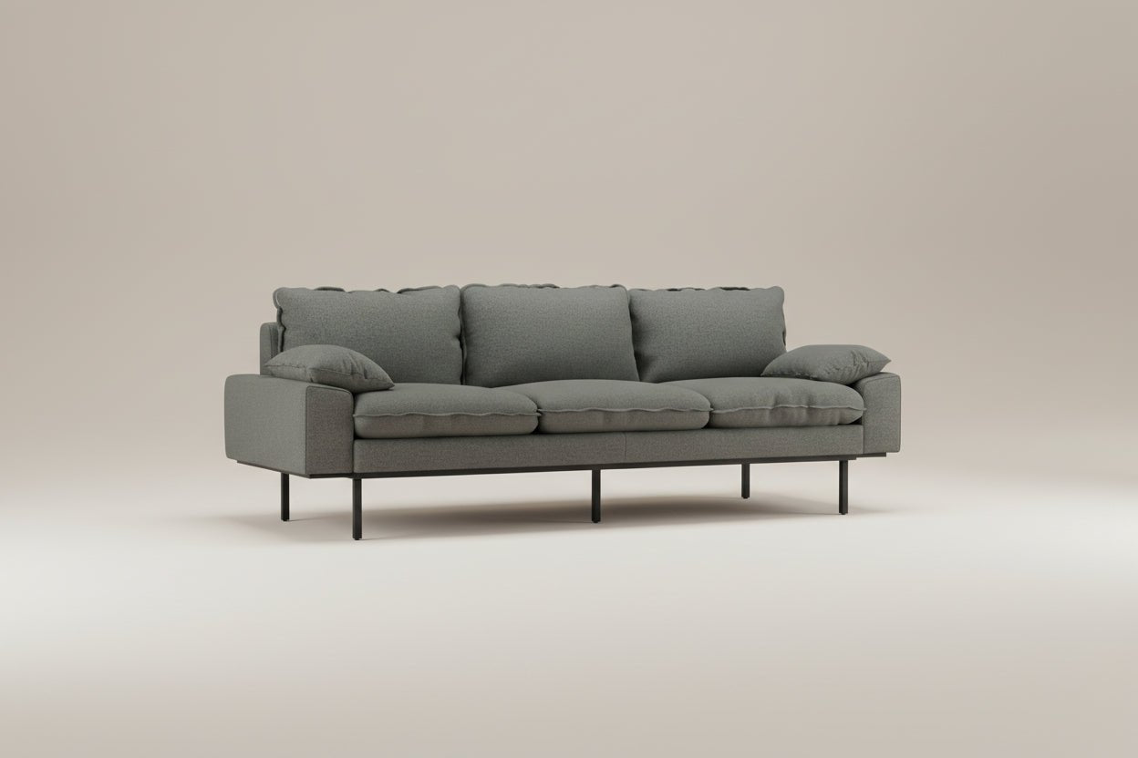 HKLIVING - 3 Seater Retro Sofa - stoneandbeige