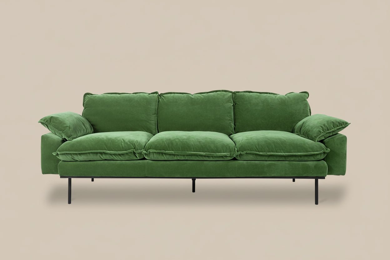 HKLIVING - 3 Seater Retro Sofa - stoneandbeige