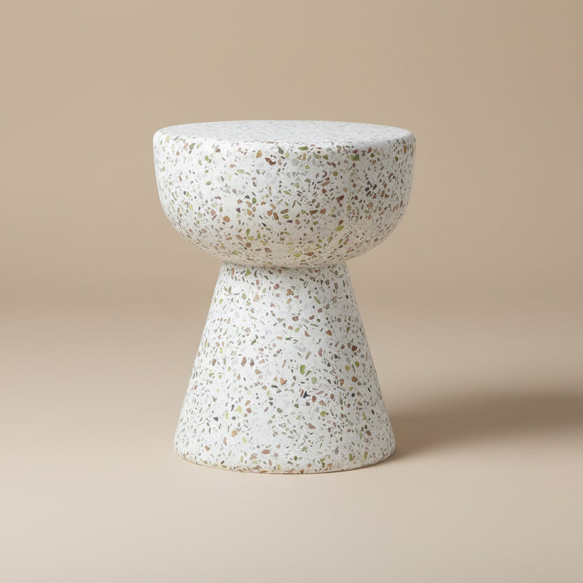 HKLIVING Beige Terrazzo Side Table - stoneandbeige