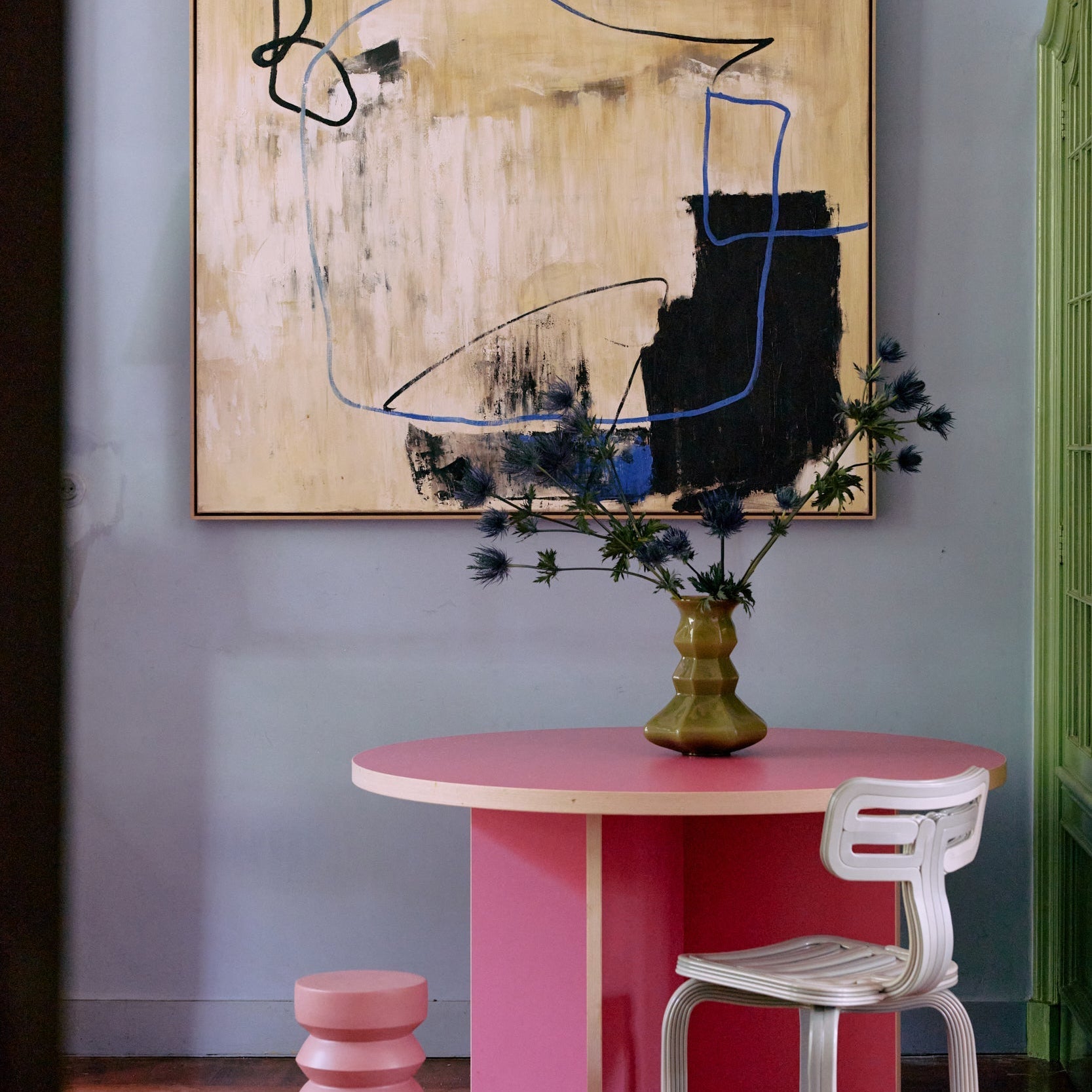 HKLIVING Green Silhouette Glass Vase, - stoneandbeige