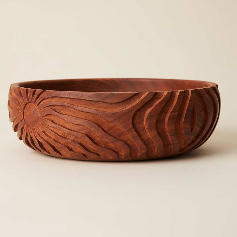 HKLIVING Hand - Carved Wooden Serving Bowl - stoneandbeige