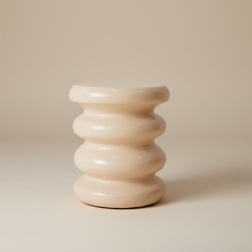 HKLIVING Matt Cream Terracotta Side Table - stoneandbeige