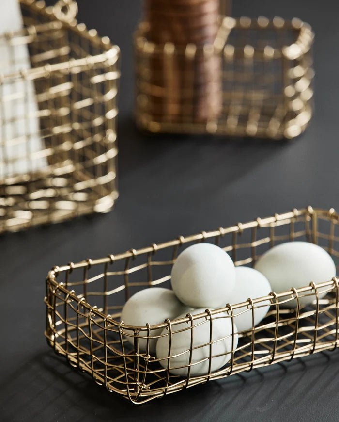 Iron Gold Wire Handmade Basket - stoneandbeige