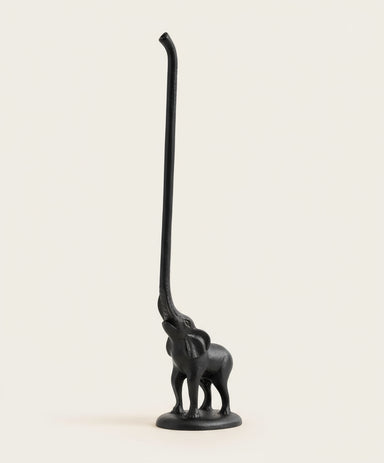 Iron Matt Black Elephant Holder - stoneandbeige