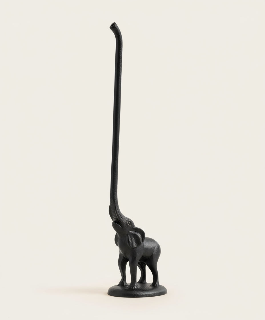 Iron Matt Black Elephant Holder - stoneandbeige