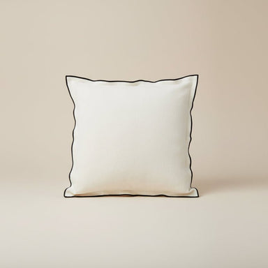 Ivory Cotton & Linen Black Piping Cushion - stoneandbeige