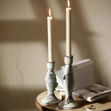 Ivory Stoneware Fish Candle Holder