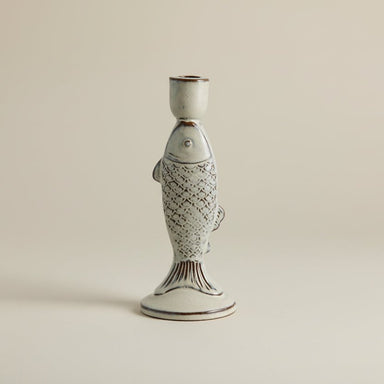 Ivory Stoneware Fish Candle Holder - stoneandbeige
