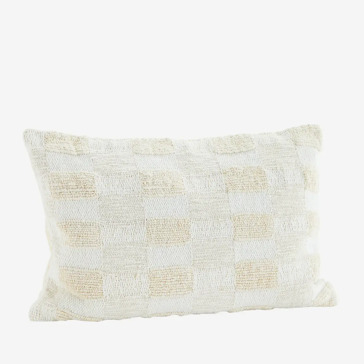 Cotton White Checker Long Cushion