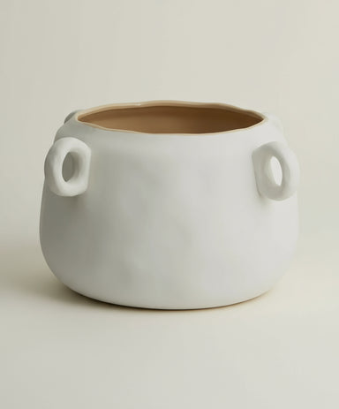 Large White Ceramic Plant Pot - stoneandbeige
