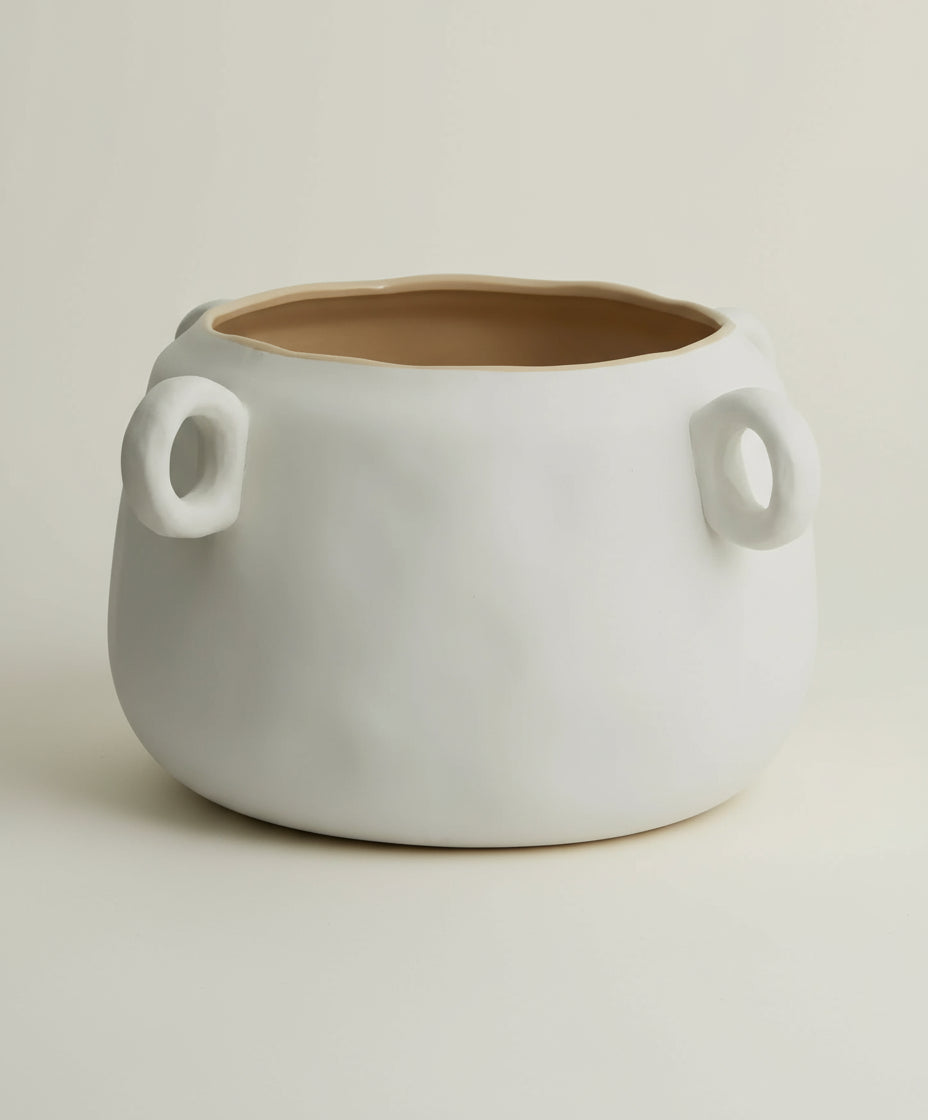 Large White Ceramic Plant Pot - stoneandbeige