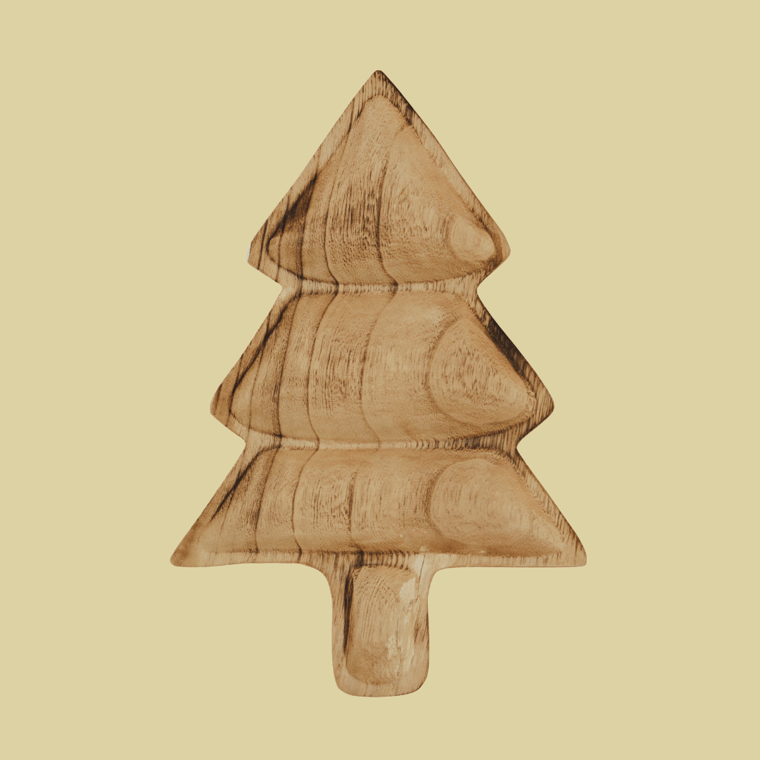 Large Wooden Christmas Tree Serving Platter - stoneandbeige