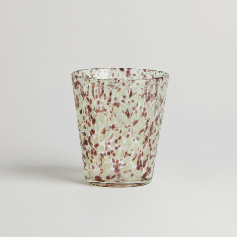 Lime/Brown Dotted Drinking Glass - stoneandbeige
