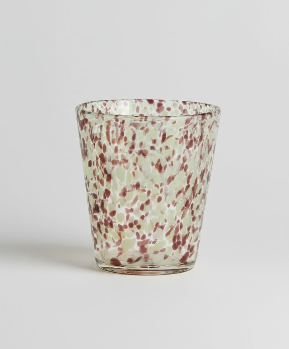 Lime/Brown Dotted Drinking Glass - stoneandbeige