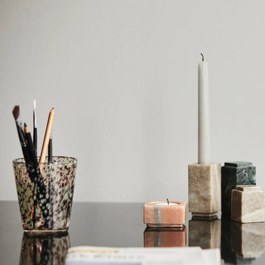 Lime/Brown Dotted Drinking Glass - stoneandbeige