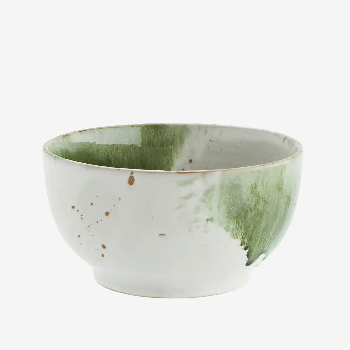 Glazed Green/Cream Stoneware Serving Bowl