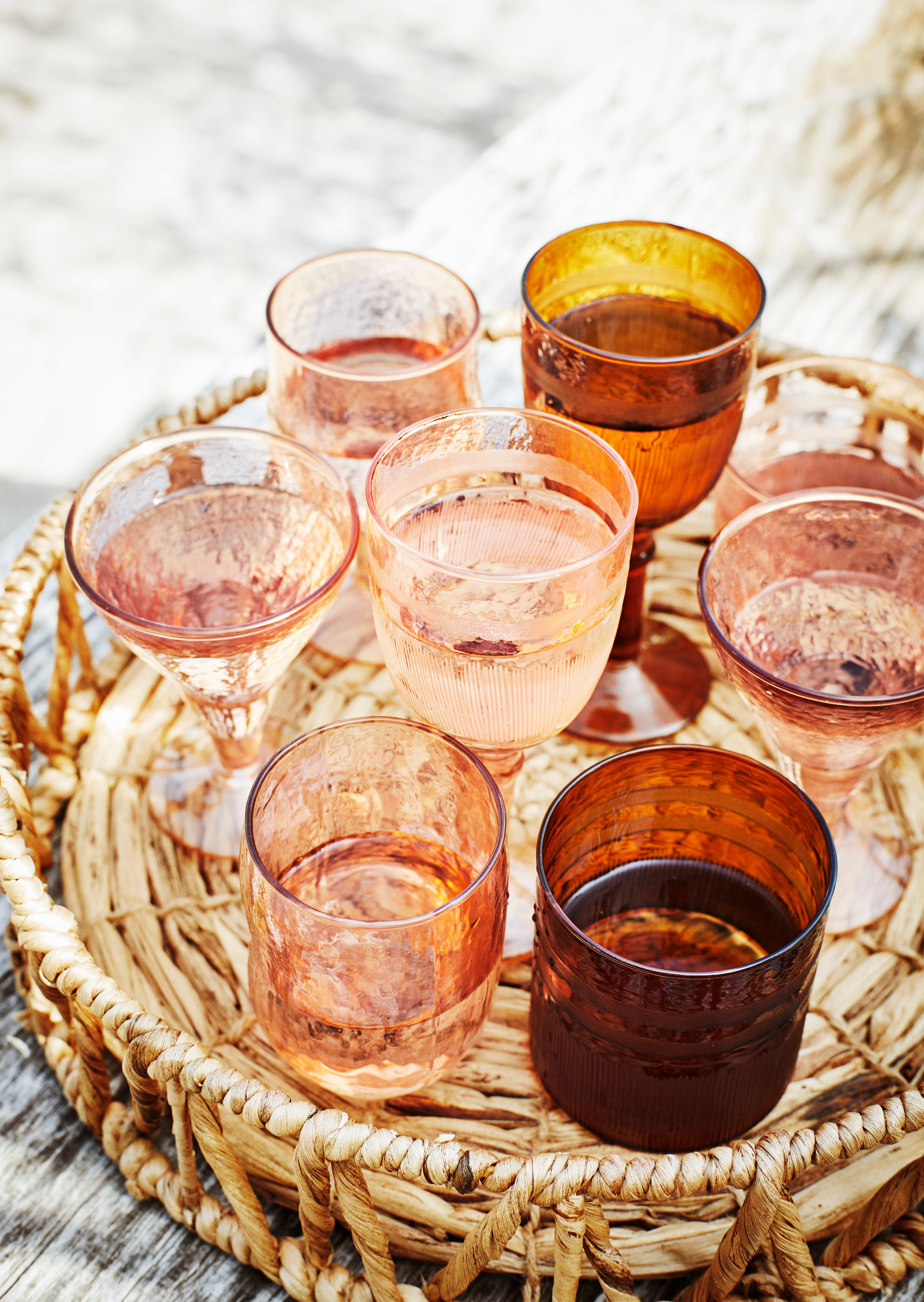 Set Of 2 Amber Wavy Glasses