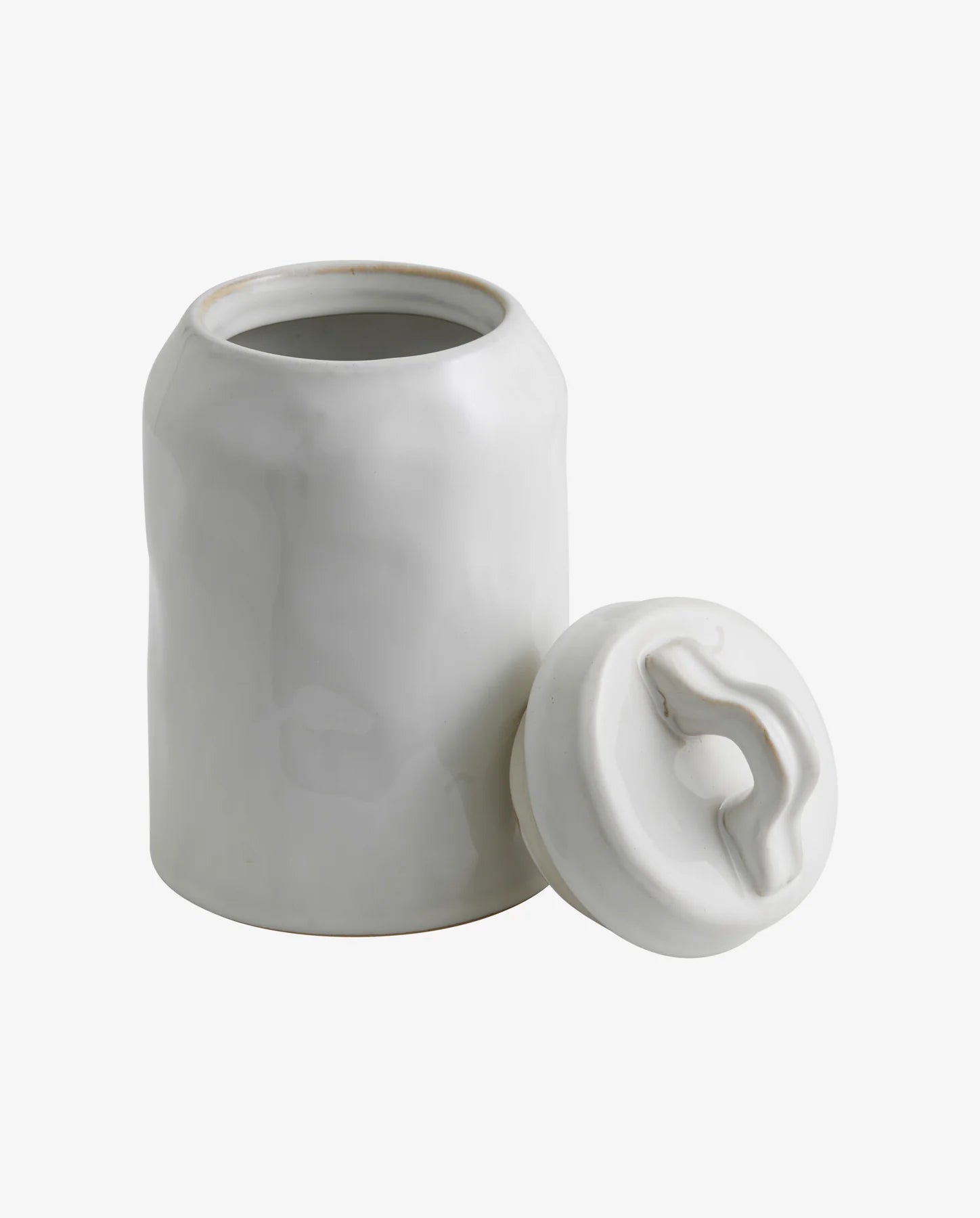 Medium White Glazed Stoneware Storage Jar - stoneandbeige