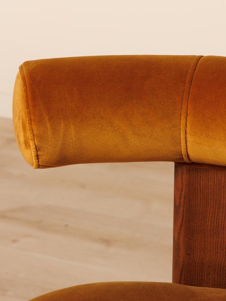 Mid Century Orange Velvet Chair - stoneandbeige