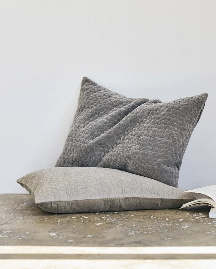 Grey Dot Velvet Cushion