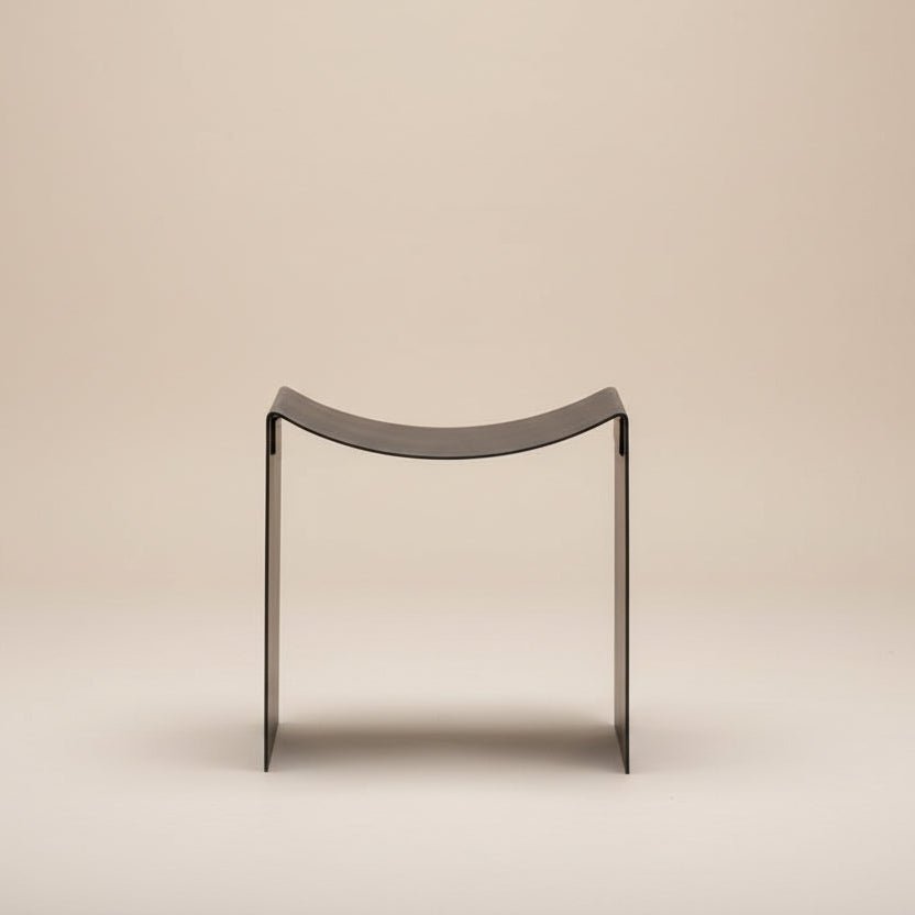 Modern Shaped Metal Black Coated Stool - stoneandbeige