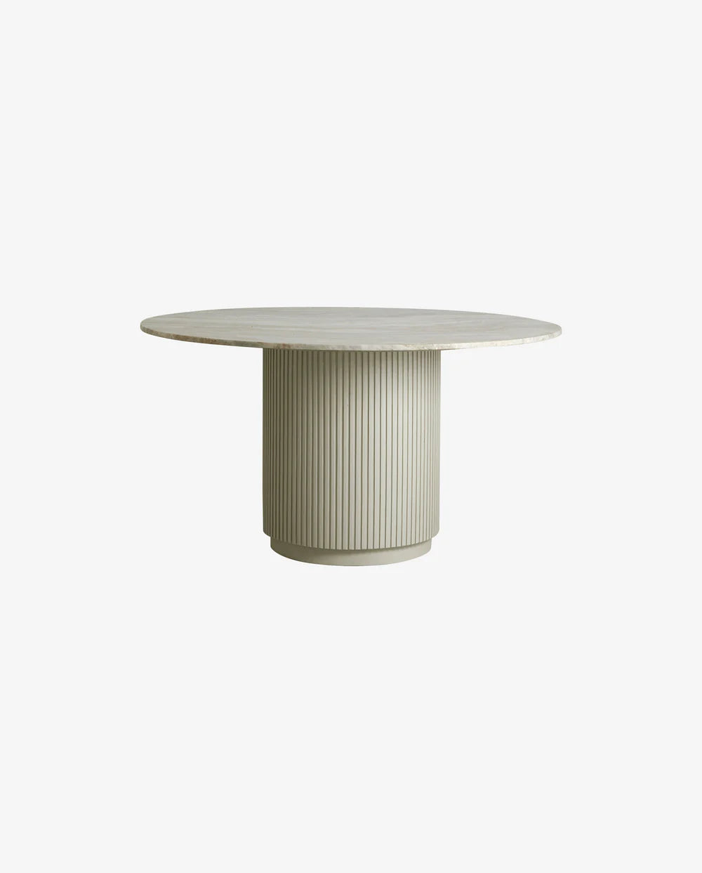Natural beige round marble dining table with a timeless design and elegant stone finish.