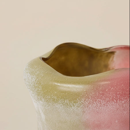 Organic Folded Pink/Lime Glass Vase - stoneandbeigeOrganic Folded Pink/Lime Glass Vase