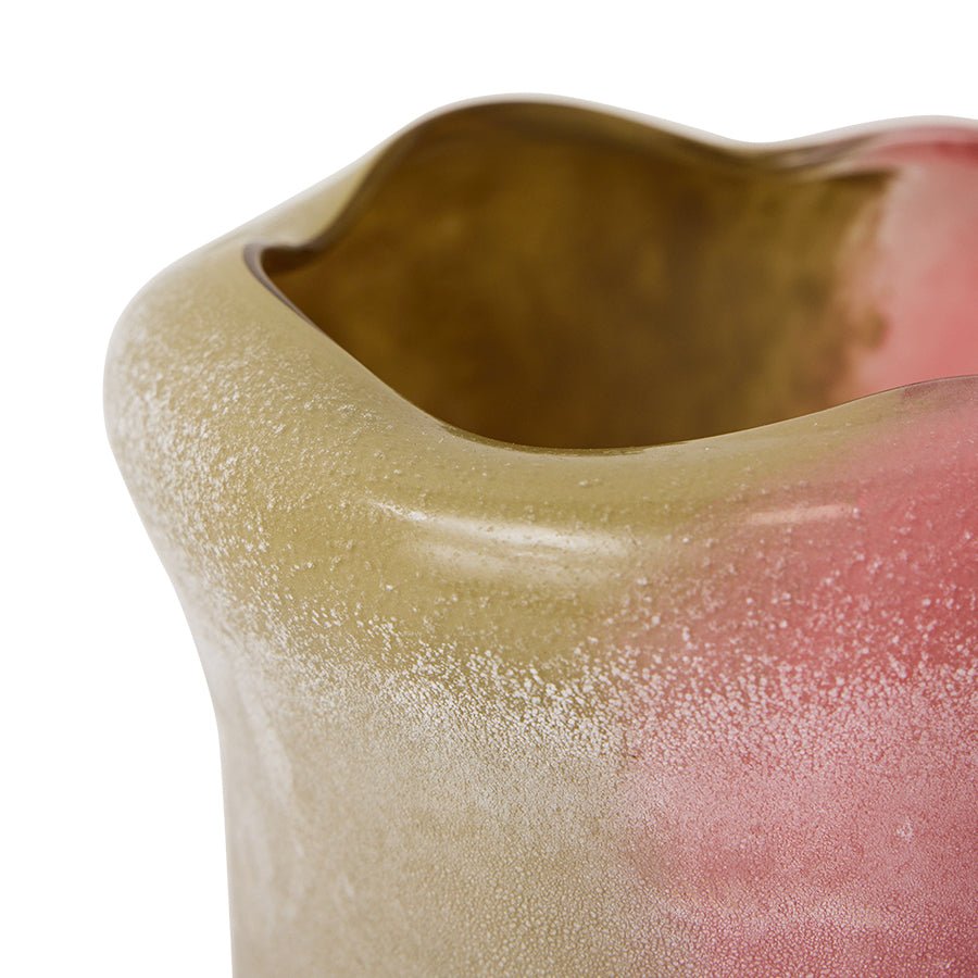 Organic Folded Pink/Lime Glass Vase - stoneandbeigeOrganic Folded Pink/Lime Glass Vase