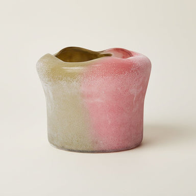 Organic Folded Pink/Lime Glass Vase - stoneandbeigeOrganic Folded Pink/Lime Glass Vase