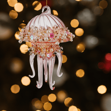 Pink Glass Pearl Hanging jellyfish Decoration - stoneandbeige