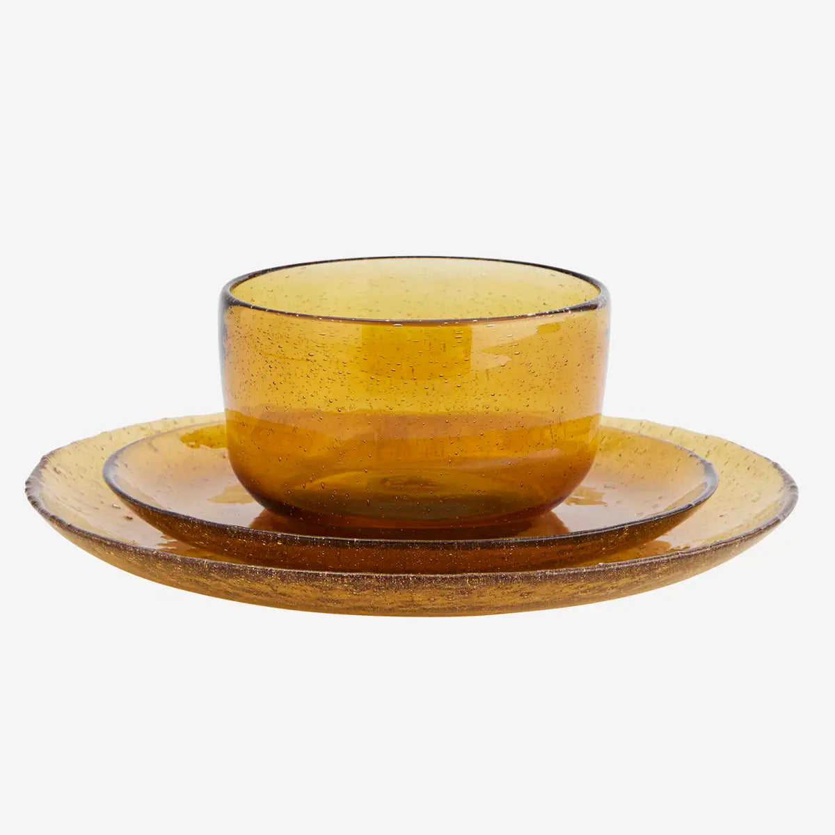 Set of 2 Amber Glass Lunch Plates