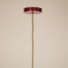 Close-up of the sculptural form and raspberry finish of the contemporary ceiling light.