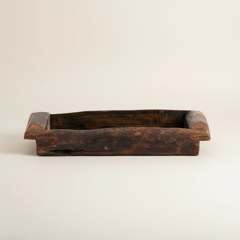 Recycled Dark Rustic Wooden basket - stoneandbeige - Recycled Dark Rustic Wooden basket