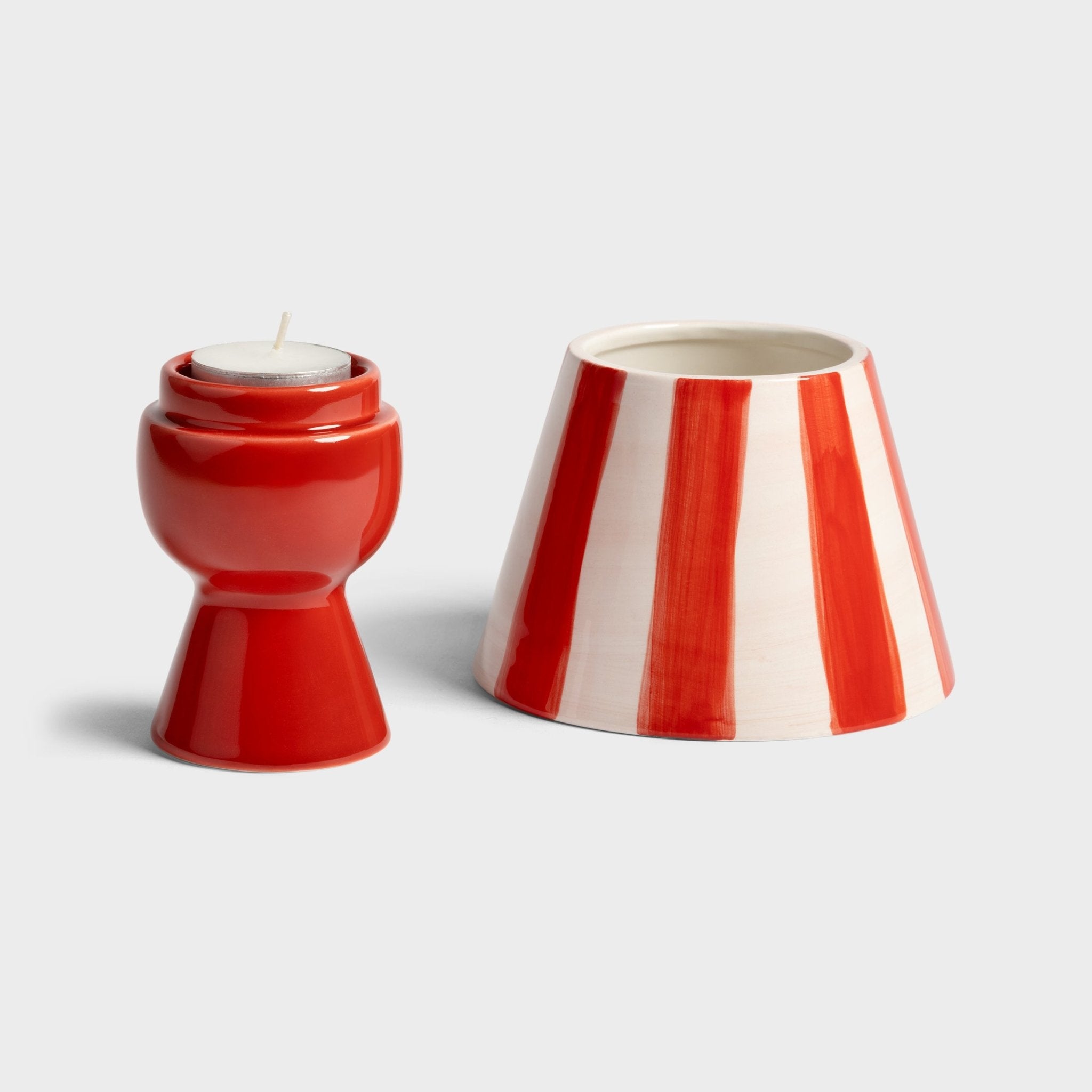 Red Pin Stripe T - Light Holder - stoneandbeige