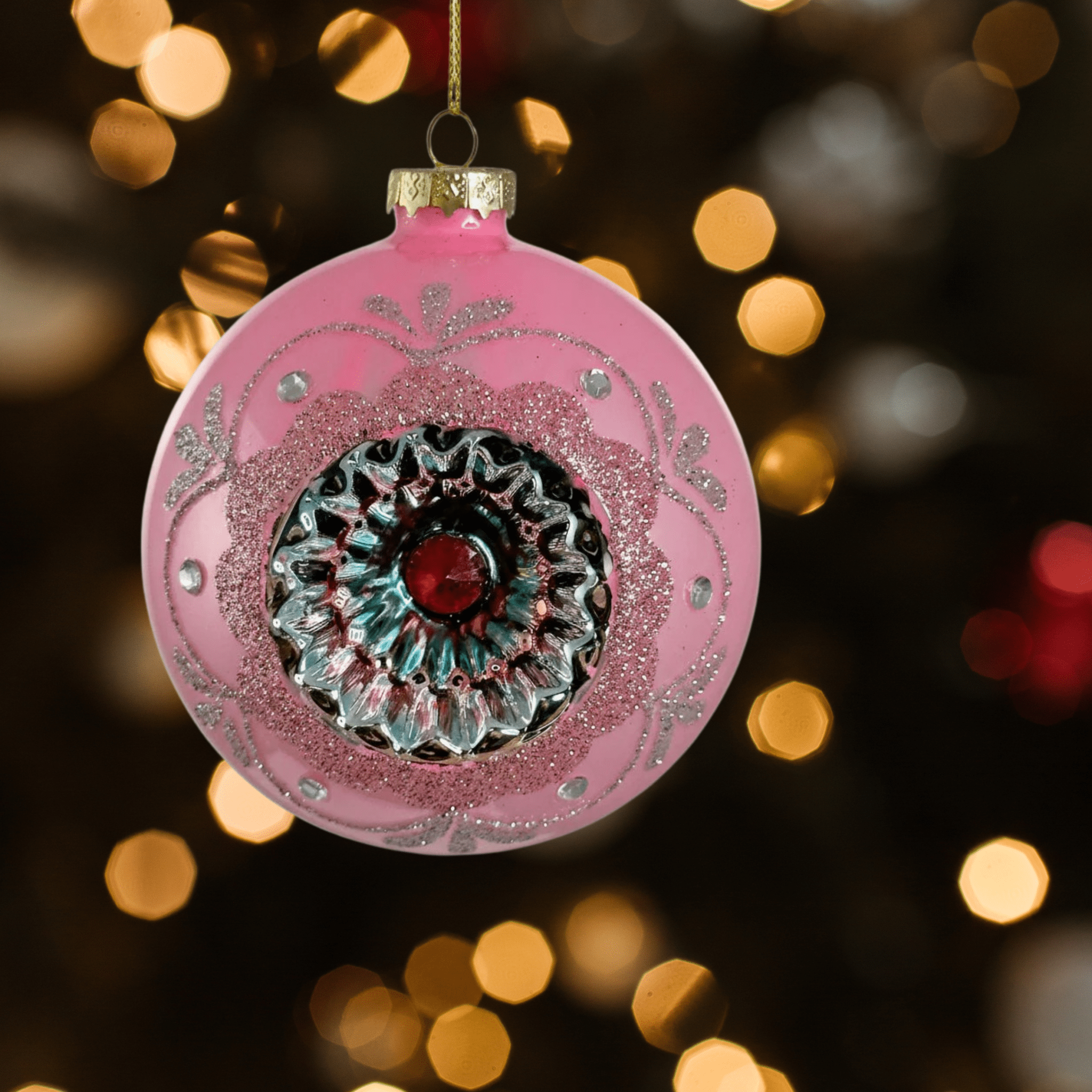 Retro Pink Hanging Bauble - stoneandbeige
