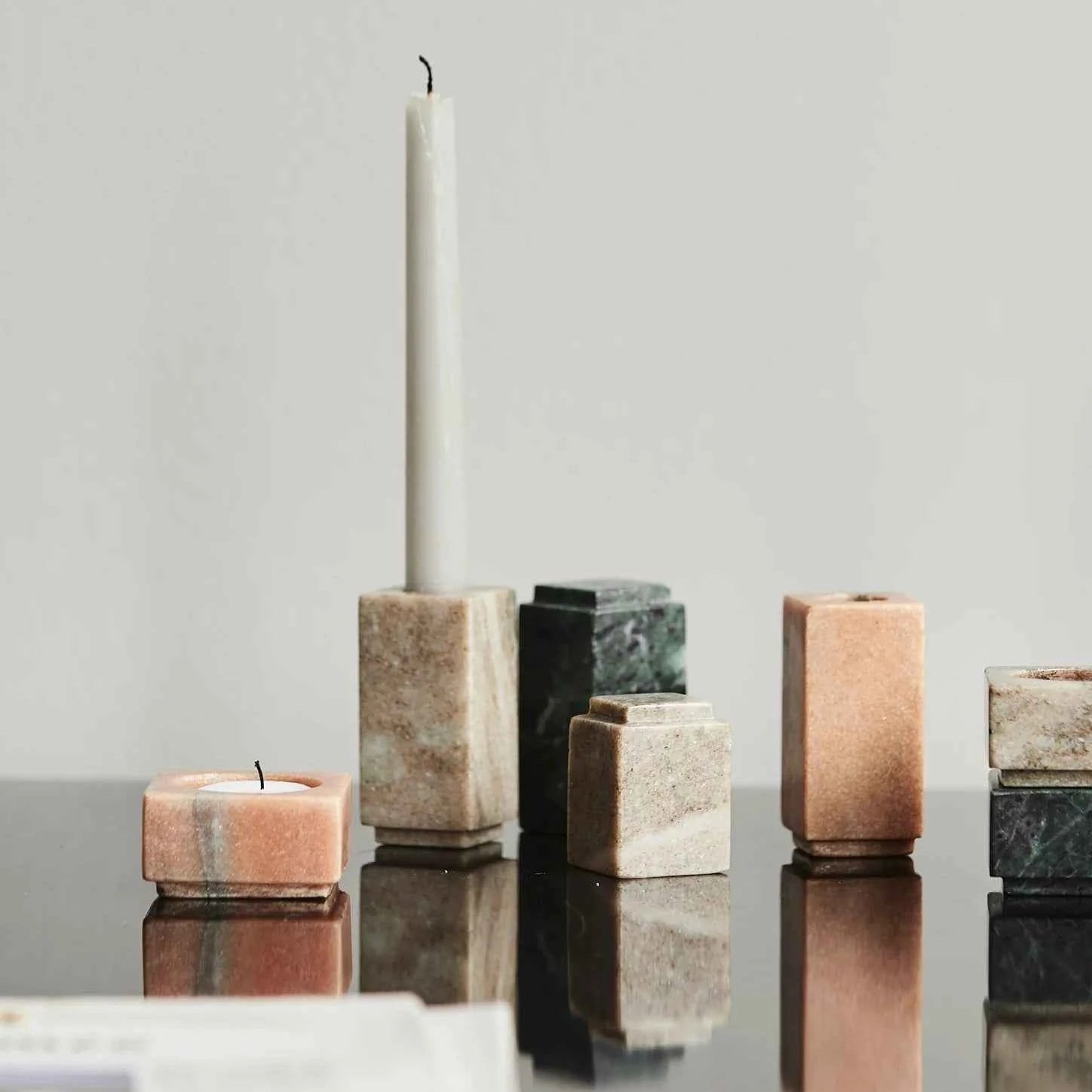 Rose Red Marble Tall Dinner Candle Holder