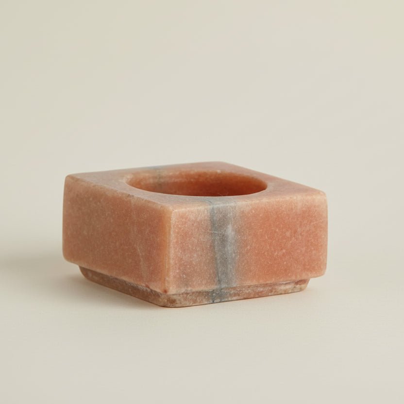 Rose Square Red Marble T Light Holder - stoneandbeige - Rose Square Red Marble T Light Holderstoneandbeige