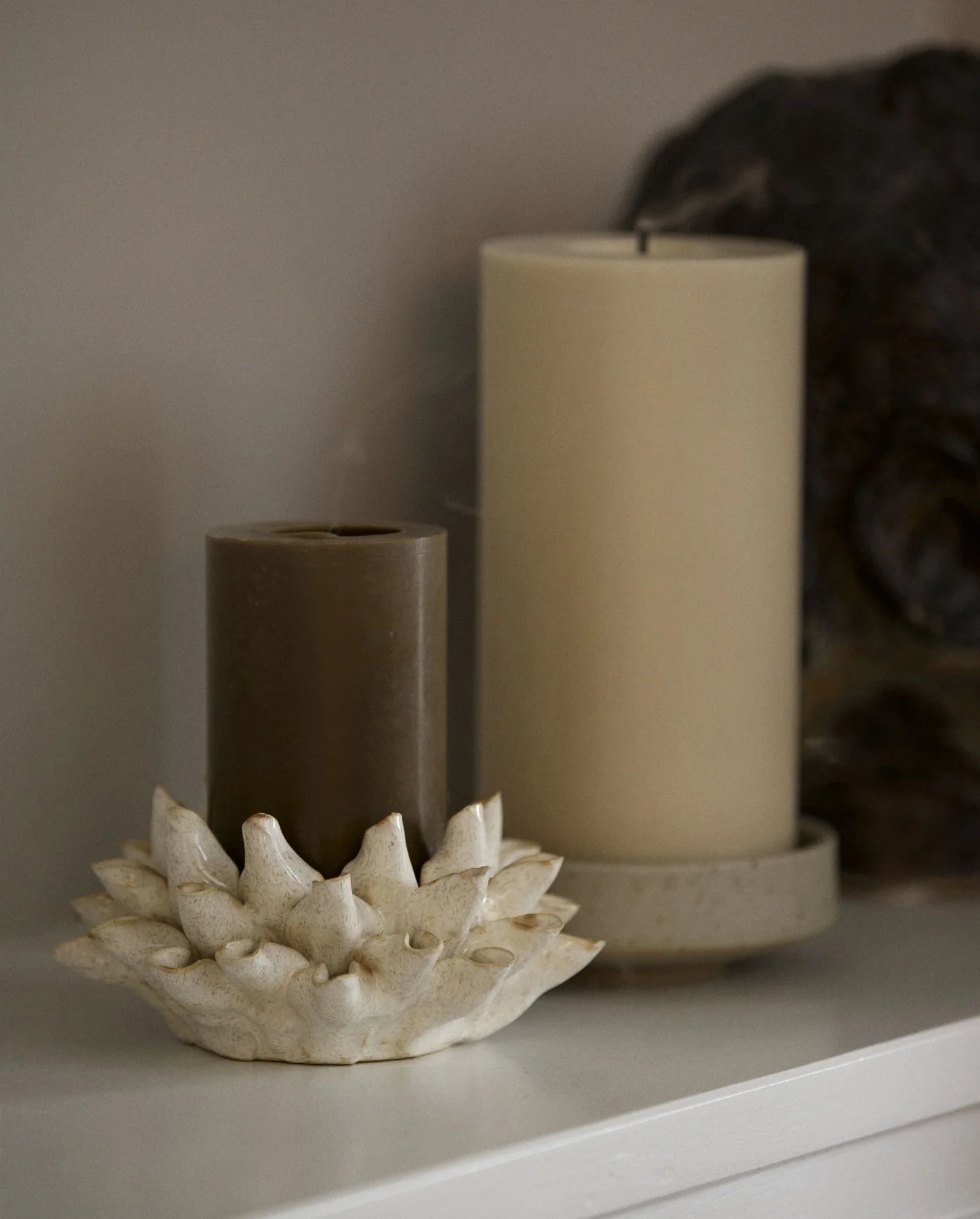Sculptural Silhourette Ceramic Candle holder - stoneandbeige