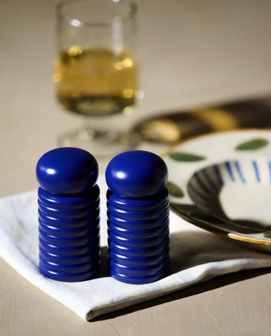 Set of 2 Cobalt Blue Salt + Pepper Shakers - stoneandbeige