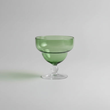 Set of 2 green Art Deco glasses with an elegant fluted design and vintage-inspired style.