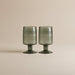 Set of 2 Hand Blown Dark Green Drinking Glasses - stoneandbeige