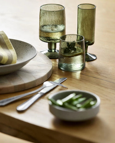 Set of 2 Hand Blown Dark Green Drinking Glasses - stoneandbeige