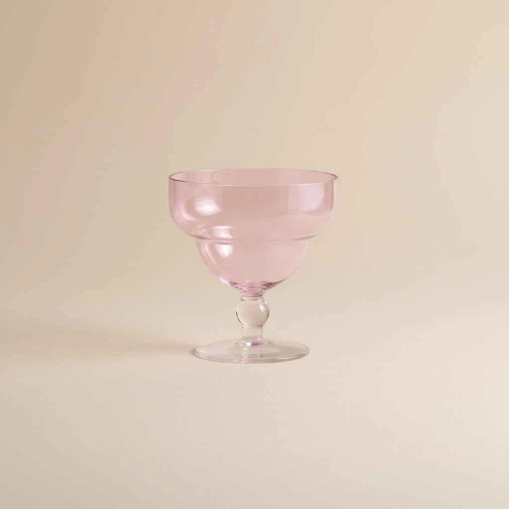 Set of 2 pink Art Deco glasses with an elegant fluted design and vintage-inspired style.