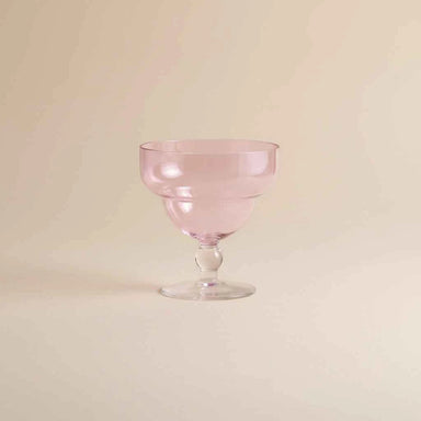 Set of 2 pink Art Deco glasses with an elegant fluted design and vintage-inspired style.