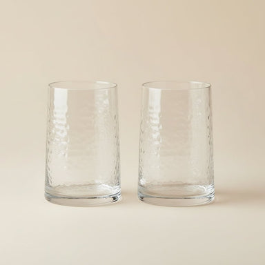 Set of 2 Recycled Hammered Tall Glasses - stoneandbeige