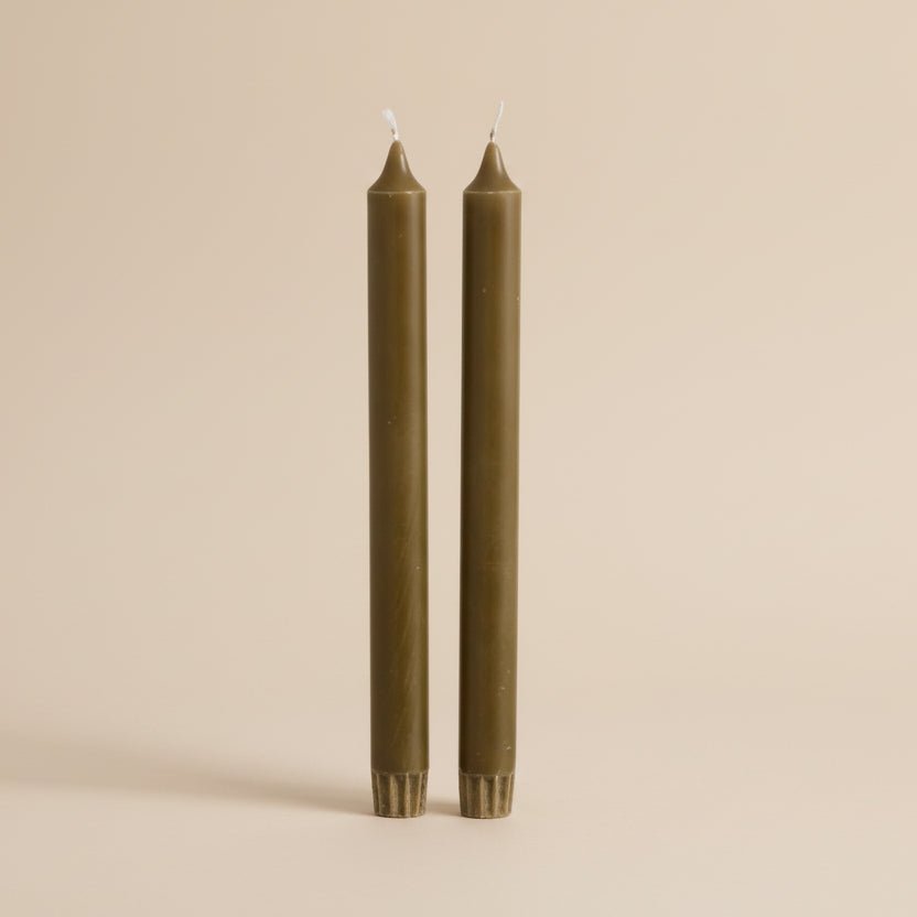 Set of 2 Sustainability Olive Green Candles - stoneandbeige
