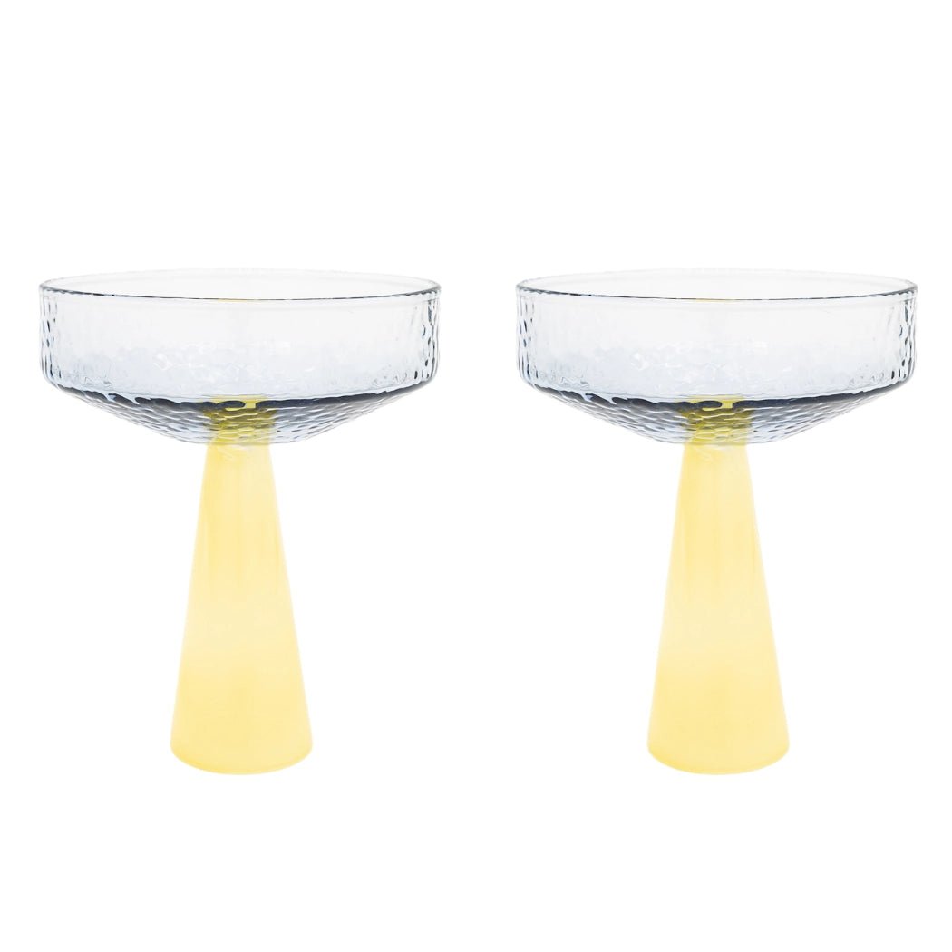 Set of 2 Yellow Tone Cocktail Coupes - stoneandbeige