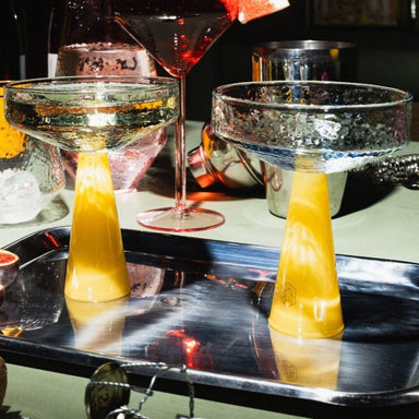 Set of 2 Yellow Tone Cocktail Coupes - stoneandbeige