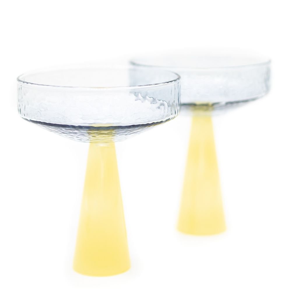 Set of 2 Yellow Tone Cocktail Coupes - stoneandbeige