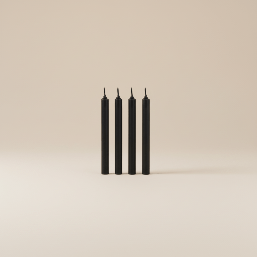 Set Of 4 Matt Black Taper Candles - stoneandbeige